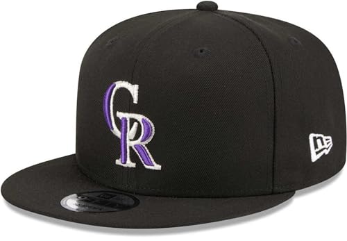 New Era Unisex-Adult MLB 9Fifty Team Color Primary Logo Adjustable Snapback Hat Cap One Size Fits All - Colorado Rockies Black
