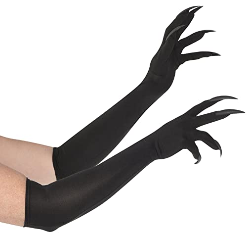 Guantes largos negros garras adultos Amscan par de complementos para disfraces de terror