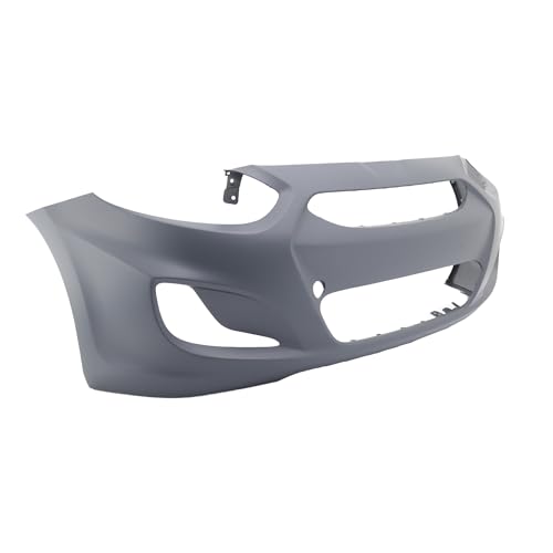 Image of FitParts Compatible with Hyundai Accent 2012-2014 Front Bumper Cover | Primed, With Fog Light Holes, Without Parking Sensor Holes, Sedan /Hatchback, Ready to Paint, OEM 865111R000, HY1000188