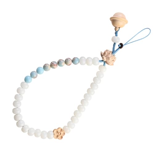 Cuentas coloridas pulsera de móvil de raíz bodhi blanca estilo chino