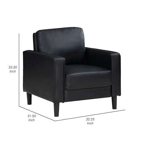 Sillón con asiento de cuero sintético y estructura de madera negro miniatura 3