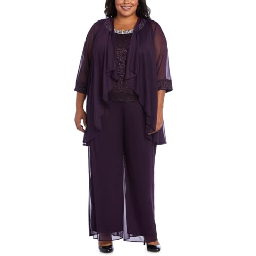 R&M Richards Womens Plus 3PC Embellished Pant Outfit