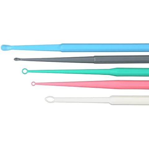 American Hospital Supply Ear Curettes | Ear Pick Wax Removal Tool Cleaner | Plastic Ear Cleaner Tools for Teens Adult Pack of 75 (15 of Each Tip Style) Cover