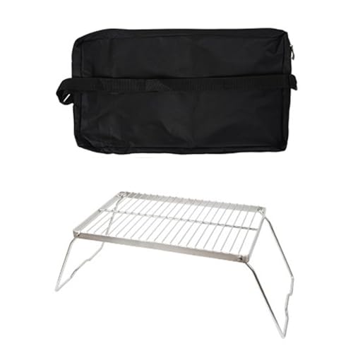 COOLHOOD Outdoor Camping Grate Practical Stainless Steels Grate with Legs and Carry Bag Outdoor Grilling Cooking Grate