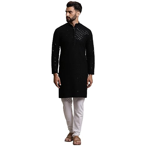Image of SOJANYA Timeless Traditions (Since 1958) Men's Pure Cotton Sequin Embroidered Kurta Pyjama Set