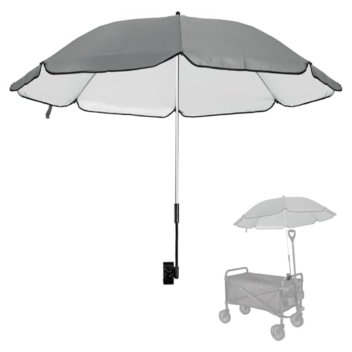 UPF 50+ Wagon Umbrella with Universal Clamp Adjustable Lounge Wagon Umbrella Attachment Lightweight for Easy to Carry Portable Clamp on Camping or Beach Chair Stroller Golf cart