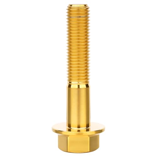 Image of Ti Screws M10 x 20 25 30 35 40 45 50 55 60 65 70 75 80 90 100mm 1.25 Pitch Titanium Flange Hex Bolt Pack of 4 (Gold, M10x50mm)