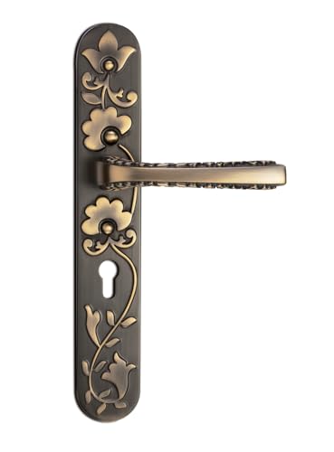 Image of Godrej Mortise Lock | Handle Lock Set for Main & Bedroom Door| Arsa Bel 350 mm Plate Handle | 240 mm Eco Lock Body | 60 mm Eco Pin Cylinder 1CK | Antique Brass| 5 Year Warranty