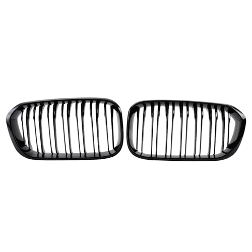 Jinpengyong F20 Nieren Schwarz, Kühlergrille Passend für BMW 1er F20 F21 2015 2016 2017 2018 Facelift (LCI) Doppelsteg Grill (For 1er F20 2015-2018)