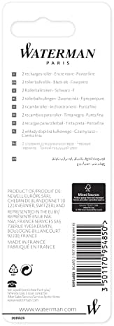 Waterman Rollerball Pen Refill | Fine Point | Black Ink | 2 Count