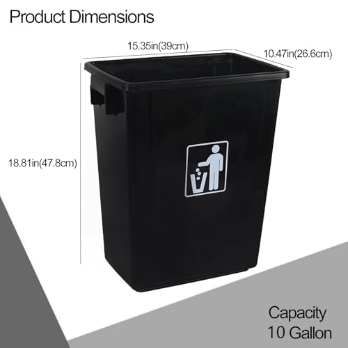 Canecas de basura rectangulares de plástico, 10 galones, pack 4 miniatura 2