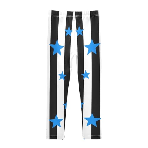 Blue Stars Stripe Girls Leggings Soft Stretch Workout Yoga Dance Pants for Kids Casual Tights2
