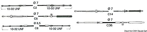 Câble de commande C2 Ultraflex 19 pieds pour moteur de bateau