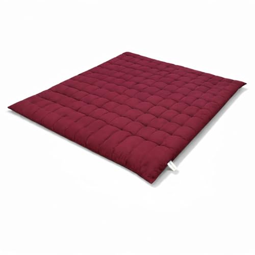 Image of ATOOTFUSION Soft Cotton Quilt | Foldable Light Weight Filled Single Firm Cotton Quilt Mattress| Gadda (Solid Coloured, Sleeping Capacity, 6 x 6 ft or 72 x 72 Inches) Double Bed (Maroon)