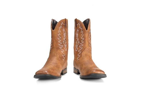 Image of IUV Cowboy Boots For Men Wide Foot Square Toe Western Boots with Classic Embroidered Durable Slip on Boots