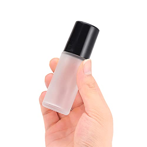 Frascos de rolo de vidro fosco de 50 ml, 2 frascos desodorantes roll-on, vazios, recarregáveis, para