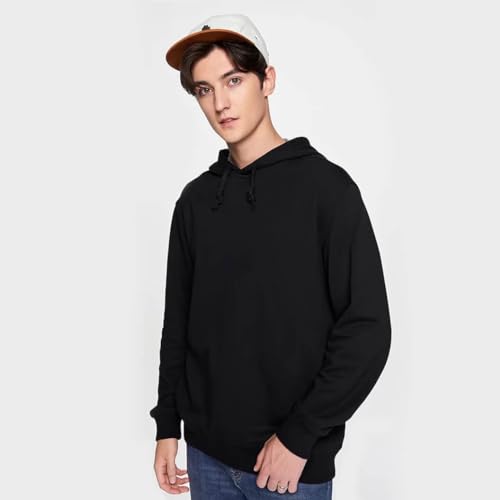 Men's Solid Color Sweatshirt Long Sleeve Pullover Hooded Sweatshirts for Men Soft & Warm Cotton Blend Casual Hoodies2