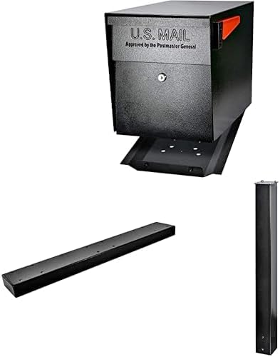 Mail Boss X3 In-Ground Mount Combo Kit Locking Metal Standard Mailbox - Black