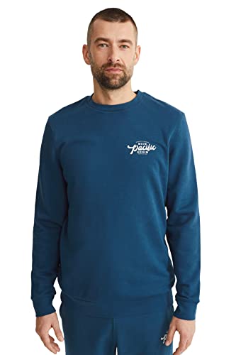 C&A Herren Sweatshirt Rundhalsausschnitt Motivprint blau L