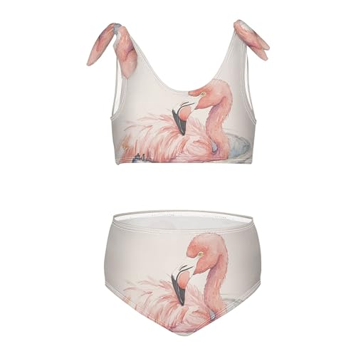 Pink Flamingo in Tub Paint Girls Bikini Sets 2 Piece Swimsuits Bathing Suit Swimwear