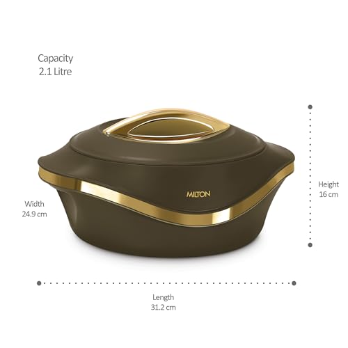 Image of Milton Pearl 2500 PU Insulated Inner Stainless Steel Casserole, 2100 ml, Dark Brown, BPA Free, Food Grade, Hot and Cold, Easy to Carry, Easy to Store, Chapati, Roti, Curd Maker