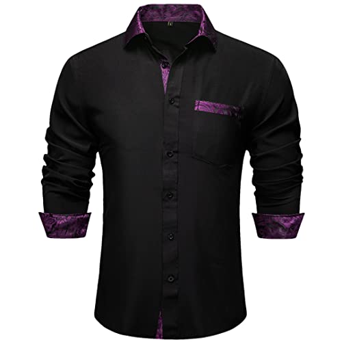Chemise noire homme motif cachemire élégante pour vos soirées habillées chic Cy-2240 taille XL