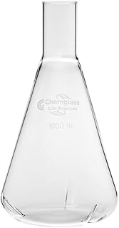 Chemglass CLS-2044-01 Glass 50mL Delong Neck Shake Flask, with 3 Standard Baffles