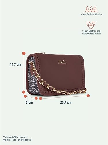 Image of ZOUK Small Shoulder Bag Bag for Women | Stylish Vegan Leather Shoulder Bag with Gold Chain Handle | Water-Resistant | Chic & Handcrafted Purse |
