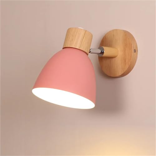 Aplique de pared moderno E27 de madera con foco orientable para el salón 5
