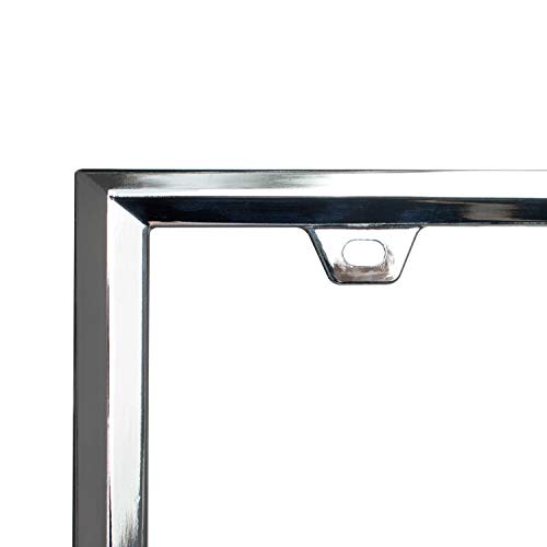 Creathome 3D Chrome License Plate Frames, Pure Zinc Alloy Metal (Triangle Patterned) #TOP2
