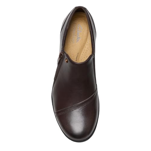 Clarks Clarks Women's Suttyn Zip Loafer, Chocolate Leather, 9.5 Medium