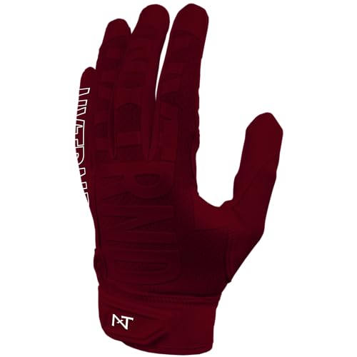 Nxtrnd G2 Football Gloves, Men's Ultra Sticky Elite Receiver Gloves (Maroon, X-Large)