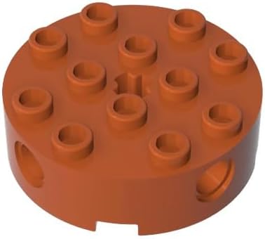 6222 Brick Round 4x4 With 4 Side Pin Holes And Center Axle Hole, 10 pcs | Dark Orange, Gobricks GDS-951. Compatible with LEGO bricks. Ref 4211527, Ref 6177805, MOC brick replacement parts.