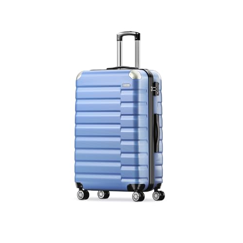 Carry-On Luggage with 8 Spinner Wheels Travel Suitcase TSA Lock 20inch,Light Blue image 2