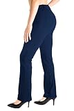 Yogipace, Belt Loops, Women's Petite/Regular/Tall Dress Pant Straight Leg Yoga Work Pants Slacks Back Pockets Office Commute Travel, 35", Navy Blue, Size XL