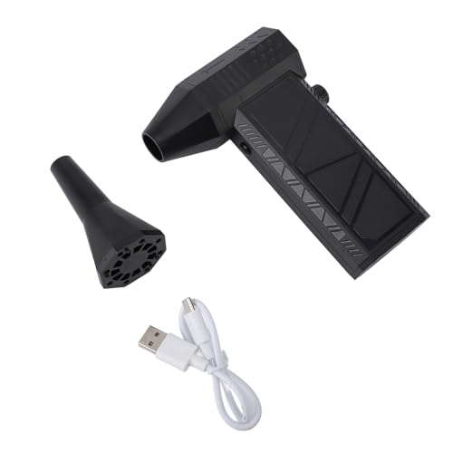 Baxnore Mini Ventilador Turbo de 130000 RPM, soplador de Aire eléctrico inalámbrico Recargable por USB de Alta Velocidad con 2 boquillas, Control de Velocidad Continuo para limpiez (Negro)