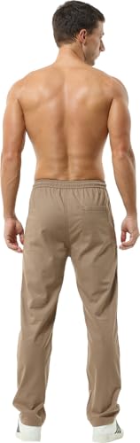 HOEREV Men Casual Strandhosen Leinen Hose – Bild 6