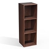 NewBeth 3 Cube Storage Organizer, 3Tier Cube Low Bookcase Freestanding Storage Display Organizer, Three-Cubes Open Shelf Bookshelf for Home Office (Dark Walnut,Black Walnut, 3-Cube)