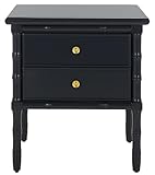 Safavieh Home Collection Mina Modern Coastal 2 Drawer 25' Bamboo Nightstand, Navy