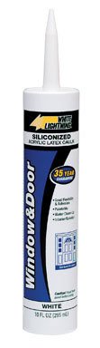 White Lightning 425 Elastomeric Acrylic Window and Door Caulk, 10 oz Cartridge, White (Case of 12)