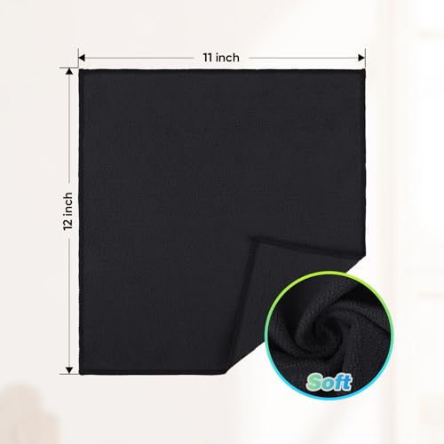 Image of HOMEXCEL Black Microfiber Cleaning Cloth, 24 Pack Absorbent Cleaning Rags, Lint-Free, Streak-Free Cleaning Towels for Car Kitchen House, 12 inchX11 inch