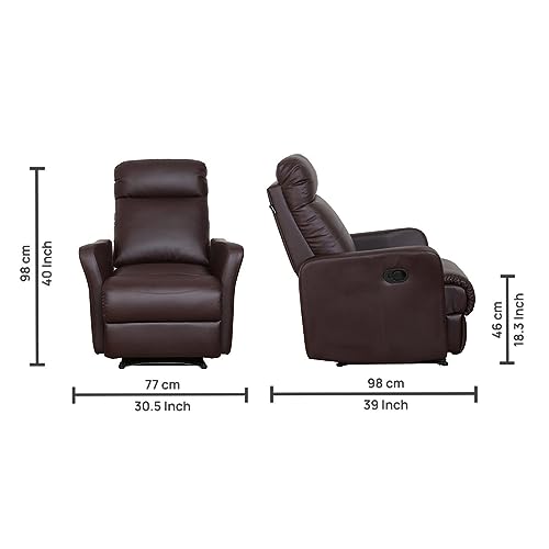 Image of Recliners India - Sleek Single Seater Recliner Sofa | 3 Modes of Comfort | Manual Recliner Chair | Cushion Armrest | Living Room Recliner Sofa | 1-Year Manufacturer Warranty | Colour- Brown