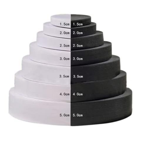 Black White Stretch Flat Elastic Waist Band Woven Sewing Trouser Dressmaking 2cm Width (Black 2 Metre) Cover