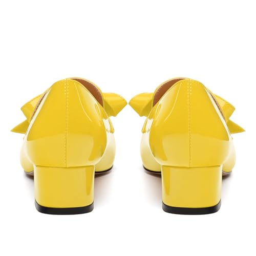 Image of Womens Loafer with Heel, Comfortable Chunky Heels for Women, Loafers Shoes with Bowknot Womens Bunion Dress Shoes