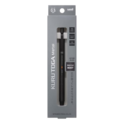 Image of Uni Kuru Toga Metal Mechanical Pencil, Auto Lead Rotation, 0.5mm Fine Point, All-Metal Body, Nocturne Black, M5KH1P.24