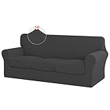 ISSUNTEX 4 Pieces High Stretch Thicken Couch Covers, Soft Sofa Slipcover for 3 Separate Cushion Couc