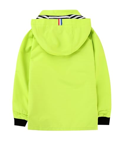 Hiheart Boys Girls Outerwear Jacket Waterproof Rain Jacket Neon Green 6-7 Years
