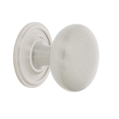 Nostalgic Warehouse 769553 New York Brass 1 3/8" Knob with Classic Rose in Satin Nickel Cabinet Hardware Cover