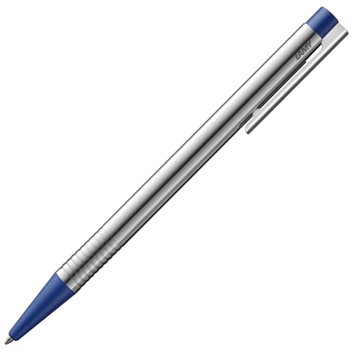 Lamy logo matt blue Kugelschreiber - zeitloser Kuli in einem eleganten & robusten Gehäuse aus Edelstahl – inkl. Großraummine M 16 in Strichbreite M in blau