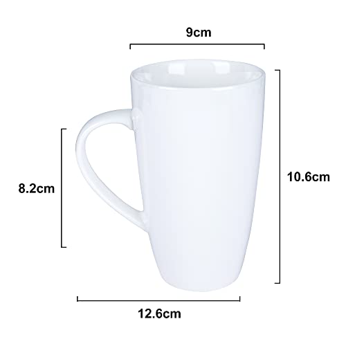 fanquare Juego de Tazas de Café Blancas, Juego de 4, Taza Grande de Porcelana para Capuchino, Café, Té, Cacao, 600ml - Imagen 8